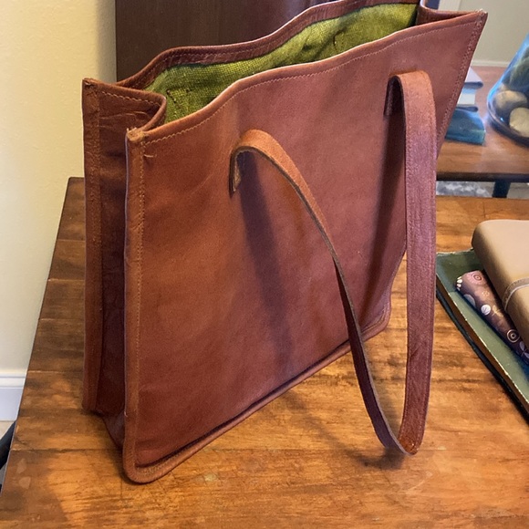 Tall leather tote- never used - like new 13 1/2” by 13 1/2” - Picture 3 of 10